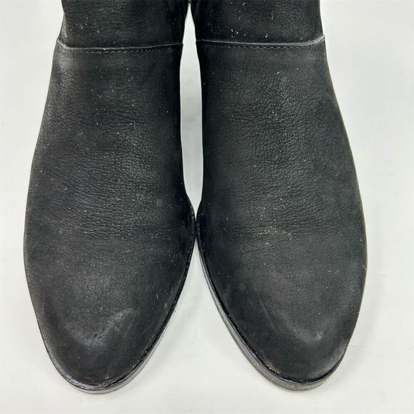 Eileen Fisher Black Leather Ankle Booties Size 7.5 Casual Back Zip Closure - Picture 6 of 12